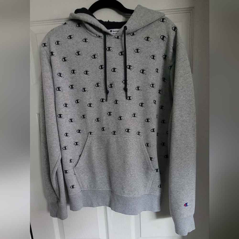 Champion Sz Med Gray Print Hoodie Sweatshirt.Make Sure You Read Post.